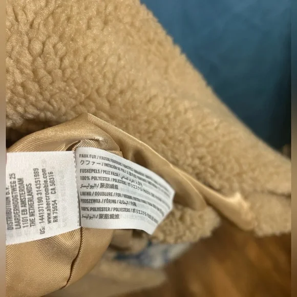 Abercrombie & Fitch Tan Sherpa Jacket w Pockets: New No Tags - Picture 7 of 8